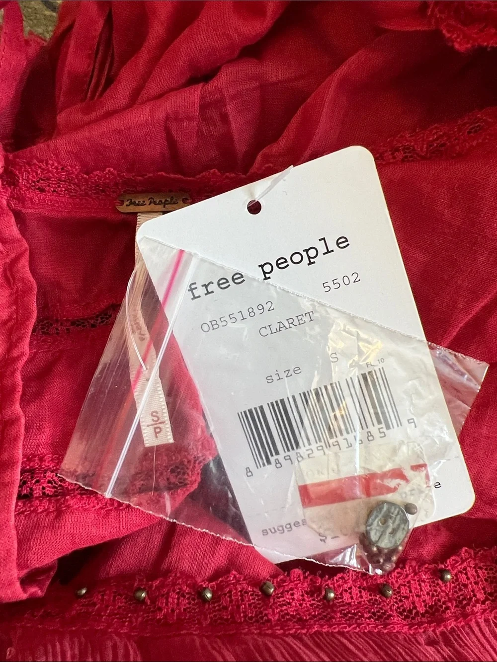 NWT Free People Strangers In Love Top Claret Maroon Size S
